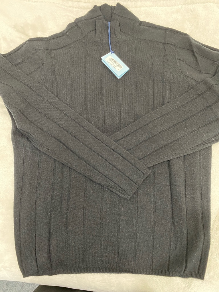 Malo Men's Black Ribbed Mockneck Sweater Pullover